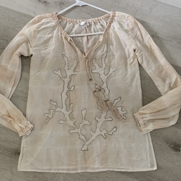 TASHIA London Boho tassels beaded coral Top Size‎ Small Summer cream vacation - Picture 11 of 13